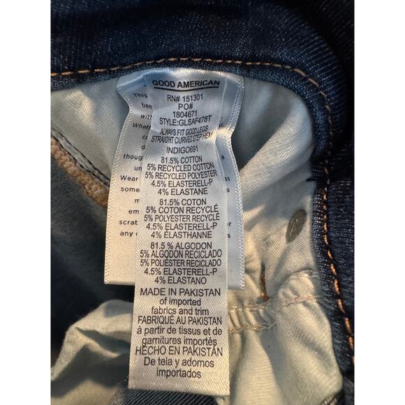 Good American Always Fits Good Legs Straight Jeans 14–18 Indigo Mid-Rise NWT - Picture 5 of 8